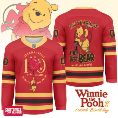 New Jersey Devils | Premium NHL Winnie The Pooh 100th Anniversary Hockey Jersey