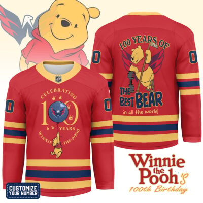 Washington Capitals | Premium NHL Winnie The Pooh 100th Anniversary Hockey Jersey