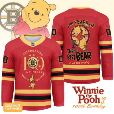 Boston Bruins | Premium NHL Winnie The Pooh 100th Anniversary Hockey Jersey