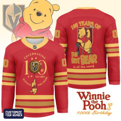 Vegas Golden Knights | Premium NHL Winnie The Pooh 100th Anniversary Hockey Jersey