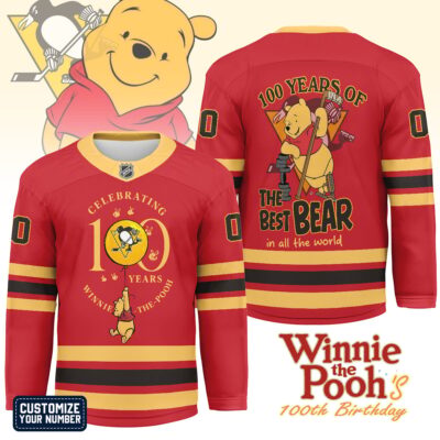 Pittsburgh Penguins | Premium NHL Winnie The Pooh 100th Anniversary Hockey Jersey