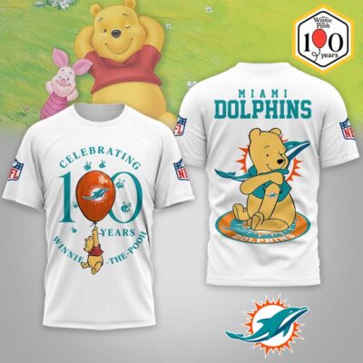 Miami Dolphins | Premium NFL Winnie The Pooh 100th Anniversary 3D Shirt