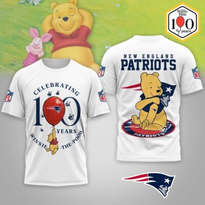 New England Patriots | Premium NFL Winnie The Pooh 100th Anniversary 3D Shirt