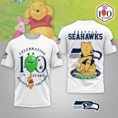 Seattle Seahawks | Premium NFL Winnie The Pooh 100th Anniversary 3D Shirt