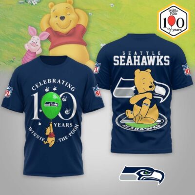 Seattle Seahawks | Premium NFL Winnie The Pooh 100th Anniversary 3D Shirt