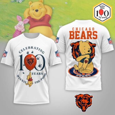 Chicago Bears | Premium NFL Winnie The Pooh 100th Anniversary 3D Shirt