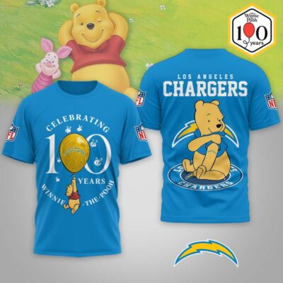 Los Angeles Chargers | Premium NFL Winnie The Pooh 100th Anniversary 3D Shirt