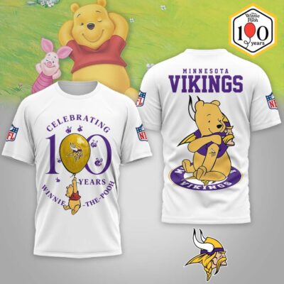 Minnesota Vikings | Premium NFL Winnie The Pooh 100th Anniversary 3D Shirt