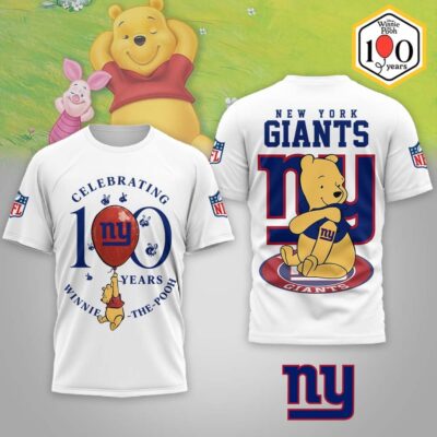 New York Giants | Premium NFL Winnie The Pooh 100th Anniversary 3D Shirt