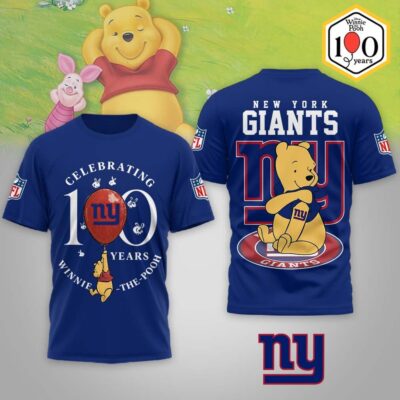 New York Giants | Premium NFL Winnie The Pooh 100th Anniversary 3D Shirt