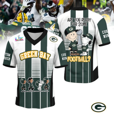 Green Bay Packers | Premium Super Bowl x Peanut V-neck Baseball Jersey - M
