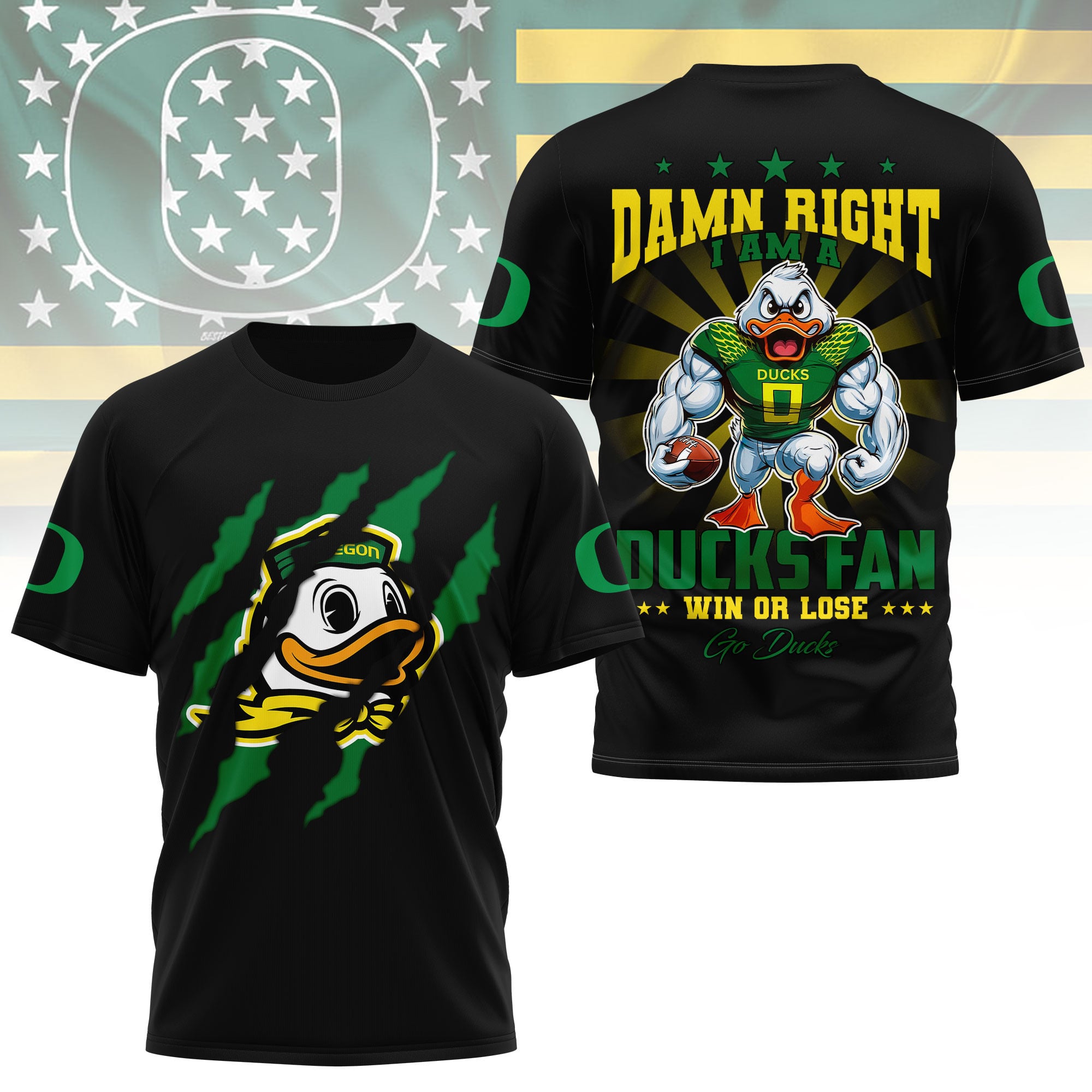 Oregon Ducks | Premium NCAA Go Ducks 3D Shirt - Image 2