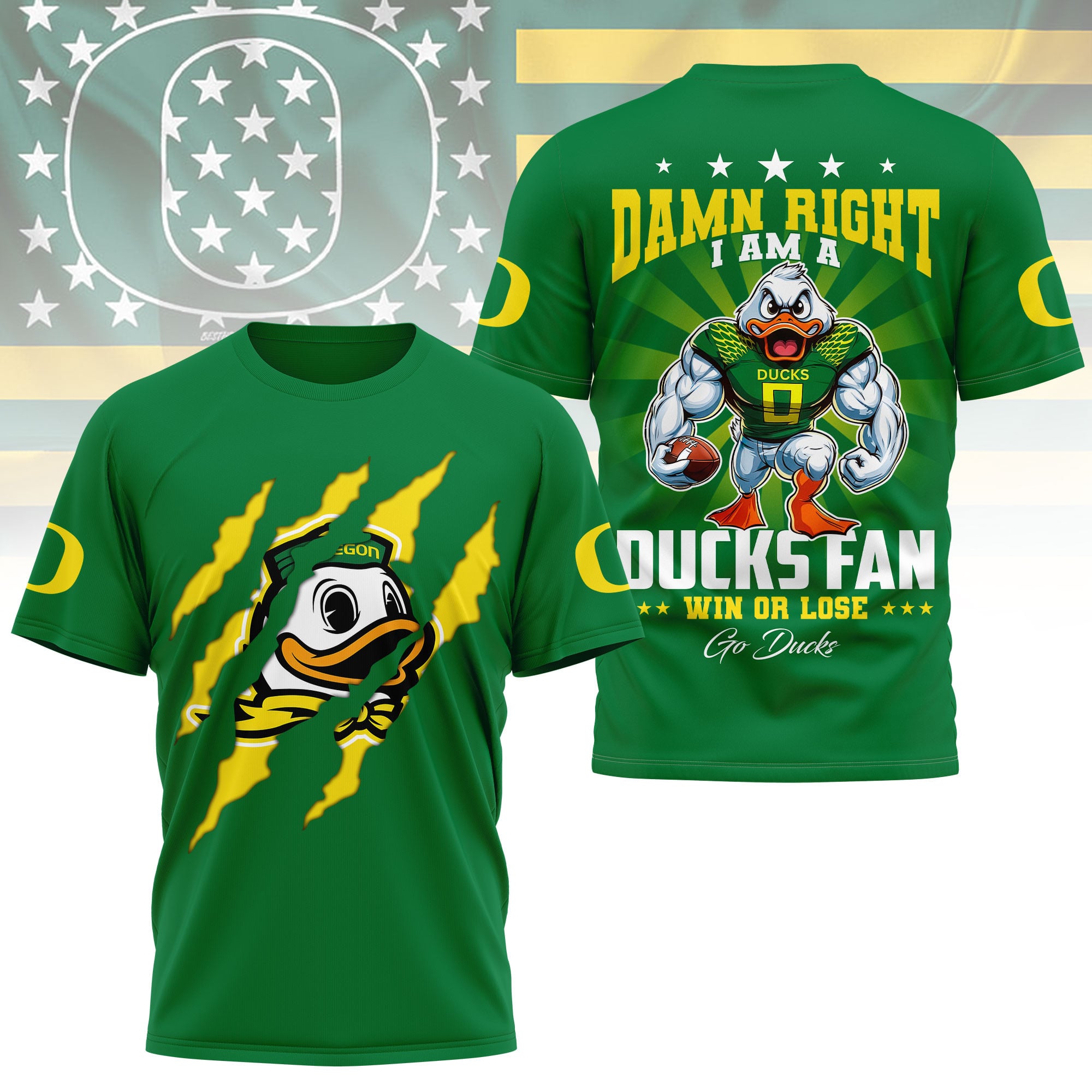 Oregon Ducks | Premium NCAA Go Ducks 3D Shirt - Image 4