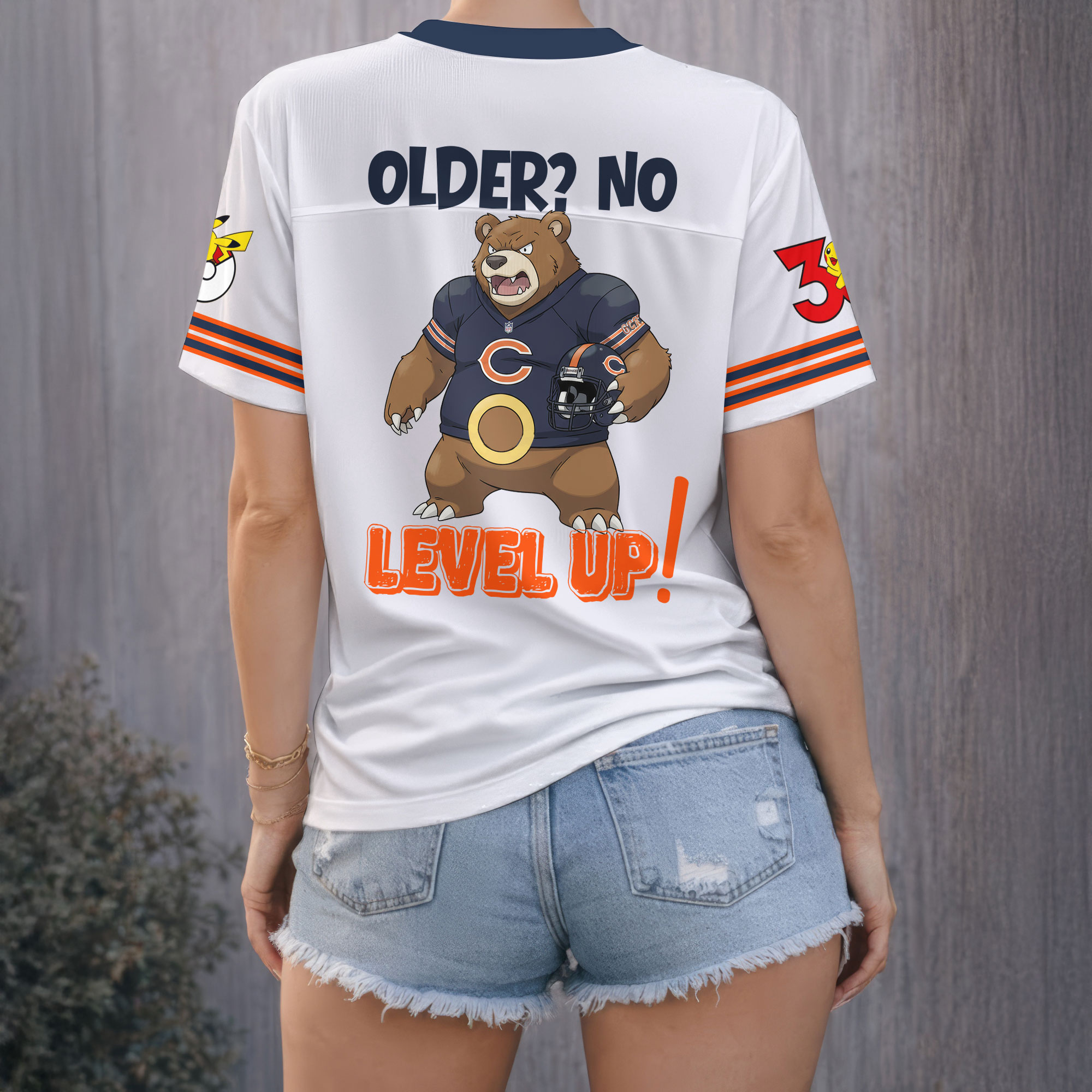 Chicago Bears | Premium Super Bowl x Pokemon 30th Anniversary V-neck Baseball Jersey HY - Image 3