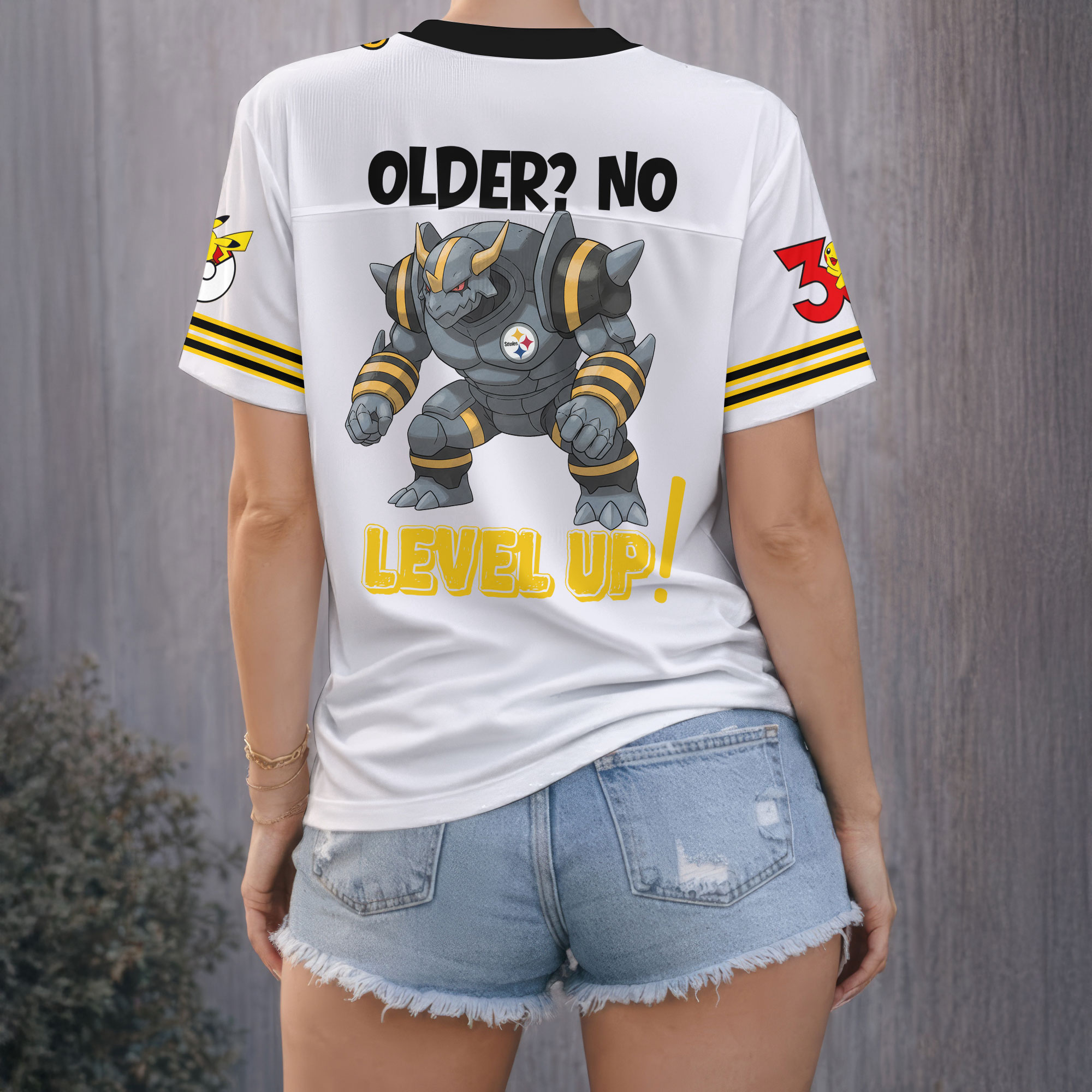 Pittsburgh Steelers | Premium Super Bowl x Pokemon 30th Anniversary V-neck Baseball Jersey HY - Image 3