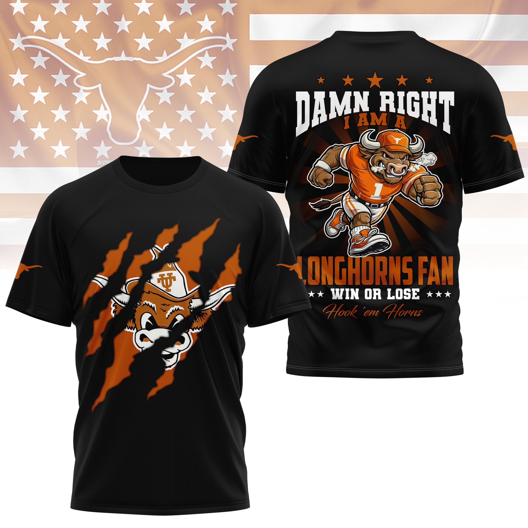 Texas Longhorns | Premium NCAA Forever Fan 3D Shirt - Image 2