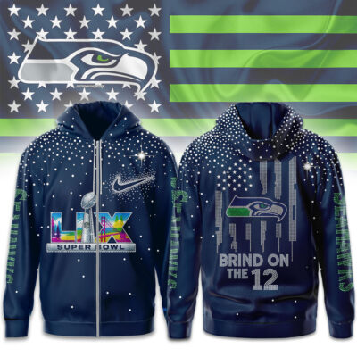 Seattle Seahawks | Premium NFL 2026 Super Bowl 3D Zip Hoodie HY - M