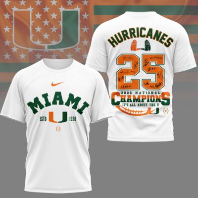 Miami Hurricanes | Premium NCAA 2026 CFP National Champions 3D Shirt