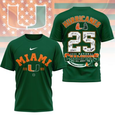 Miami Hurricanes | Premium NCAA 2026 CFP National Champions 3D Shirt