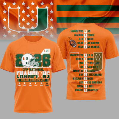Miami Hurricanes | Premium NCAA 2026 CFP National Champions 3D Shirt