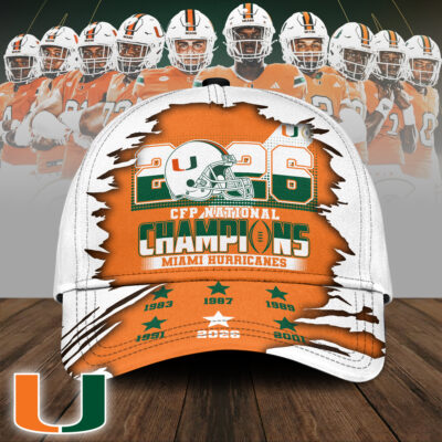Miami Hurricanes | Premium NCAA 2026 CFP National Champions Classic Cap - Orange