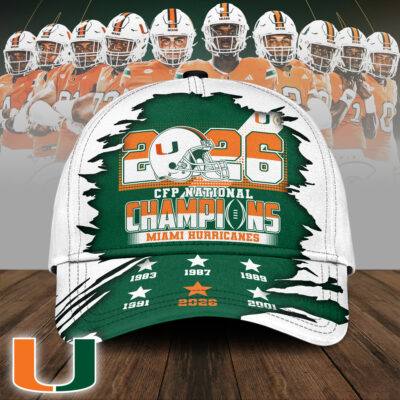 Miami Hurricanes | Premium NCAA 2026 CFP National Champions Classic Cap - Green