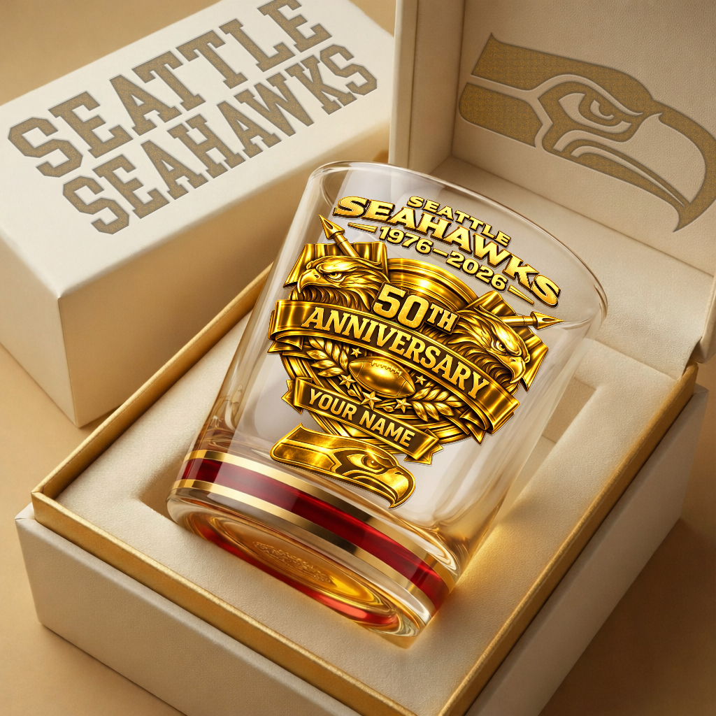 Seattle Seahawks | Premium NFL Football Legacy Anniversary Whiskey Glass - Image 2