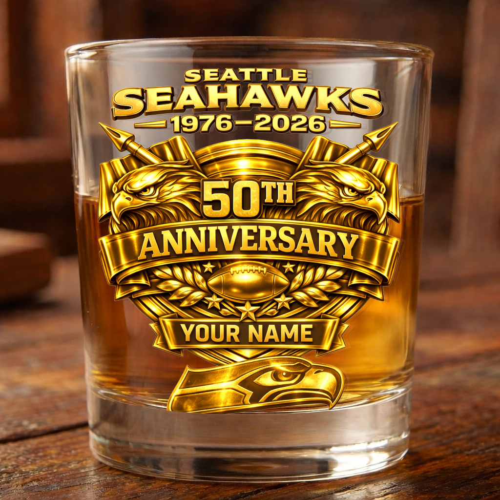 Seattle Seahawks | Premium NFL Football Legacy Anniversary Whiskey Glass - Image 3