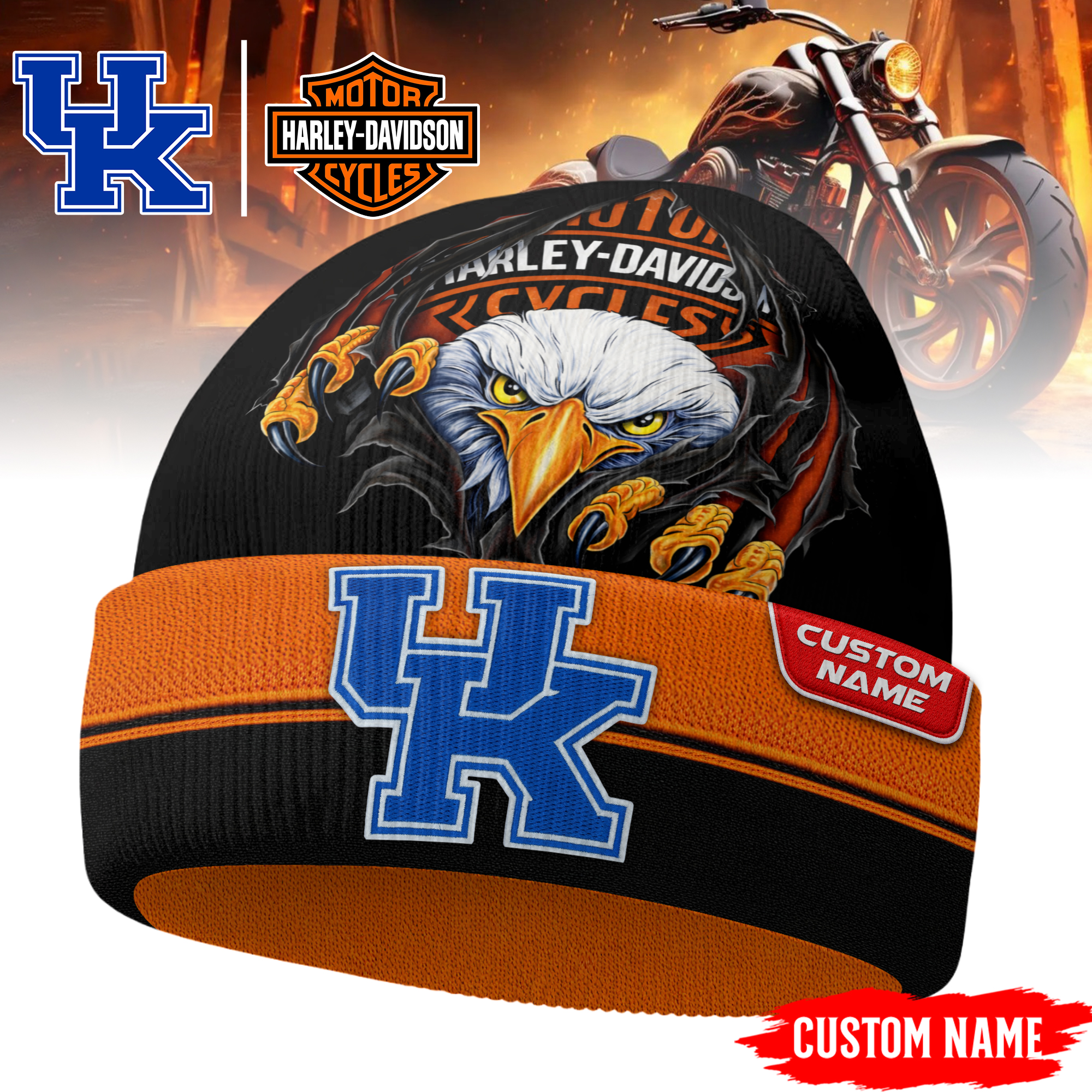 Kentucky Wildcats | Premium NCAA Harley Davidson Beanie Hat - Image 2