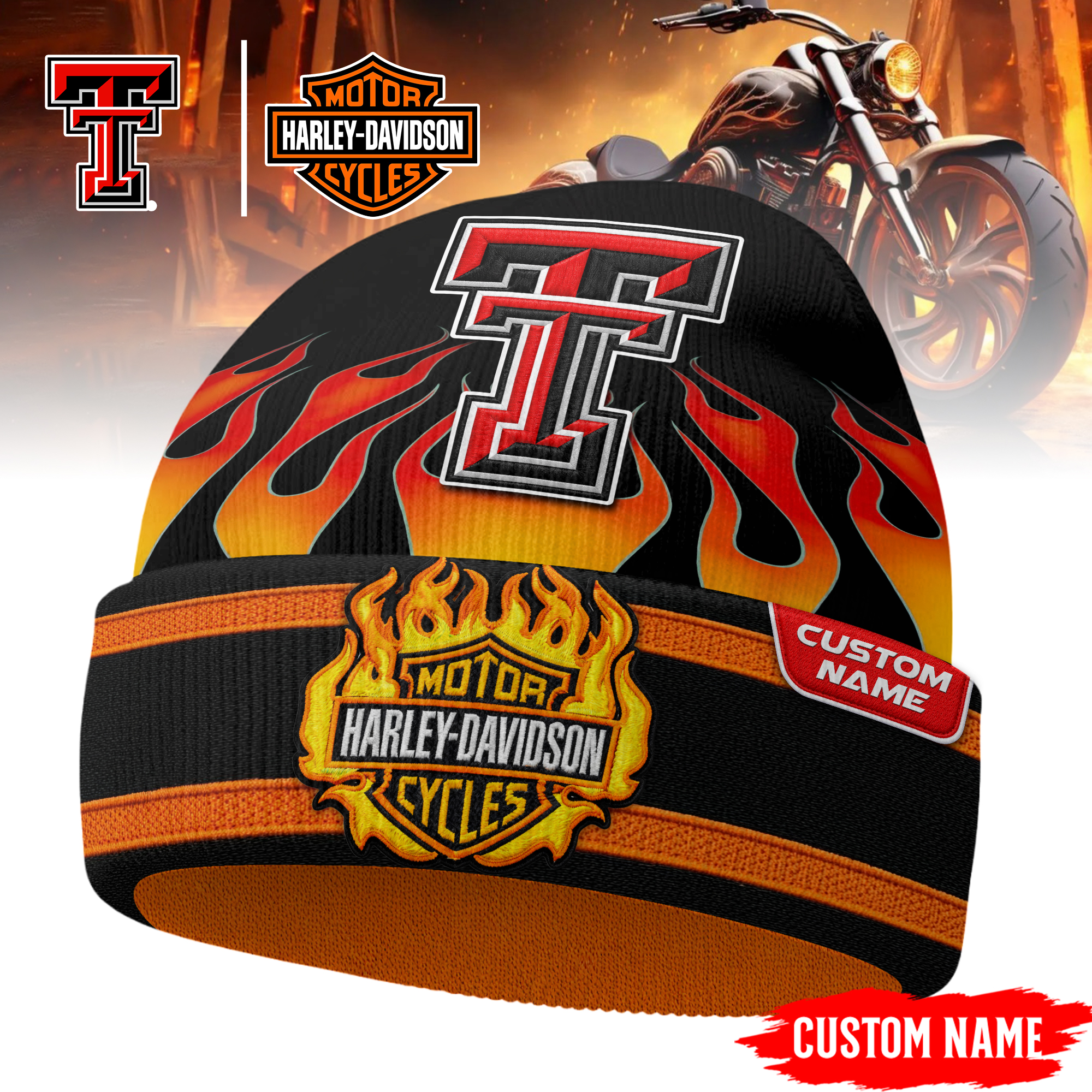 Texas Tech Red Raiders | Premium NCAA Harley Davidson Beanie Hat - Image 3