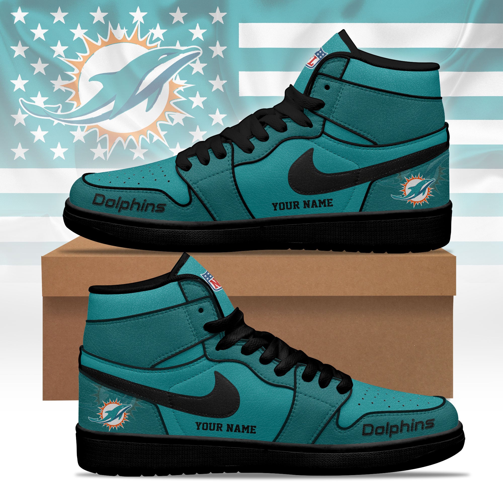 Miami Dolphins | Premium NFL Pride Jordan 1 High Top Sneaker