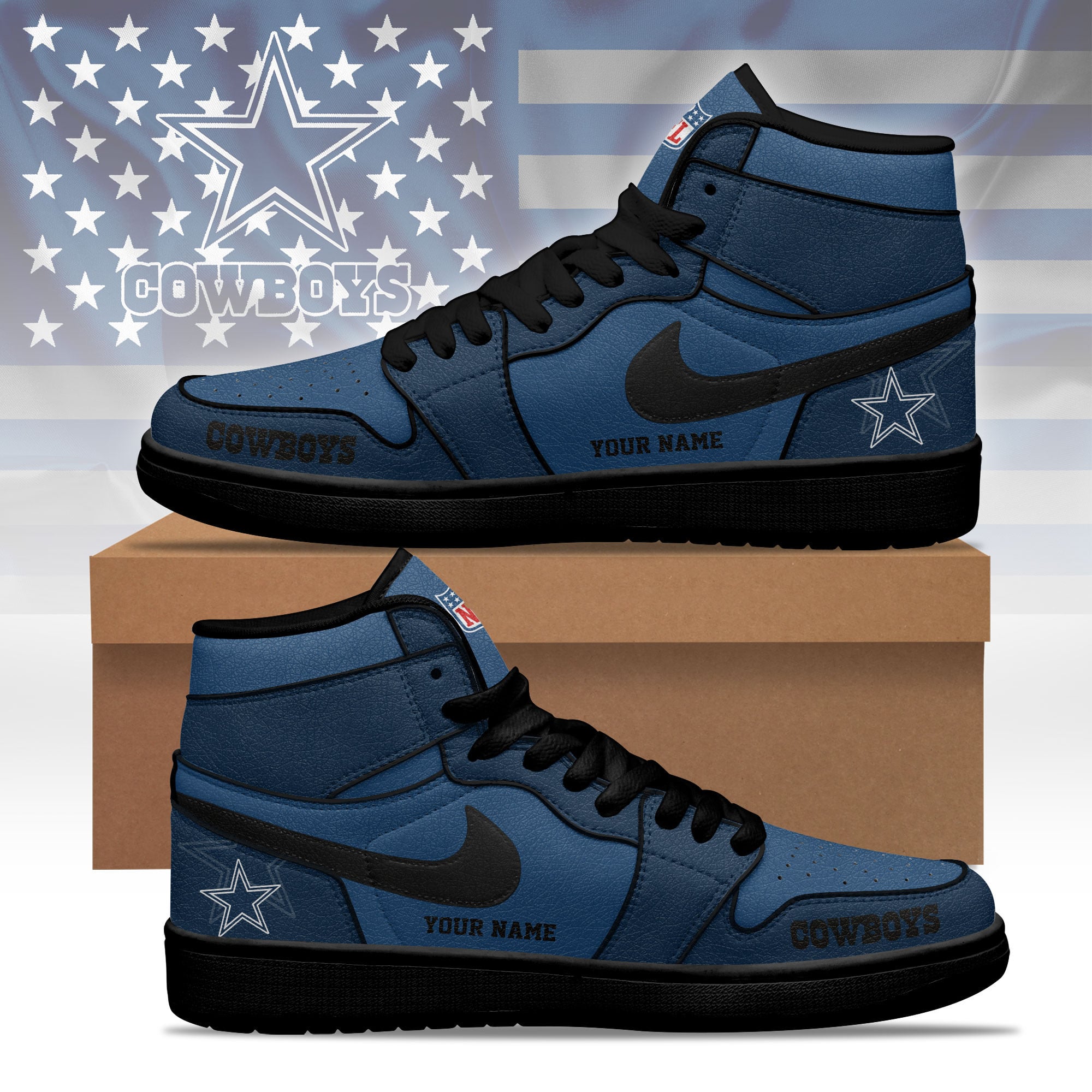 Dallas Cowboys | Premium NFL Pride Jordan 1 High Top Sneaker