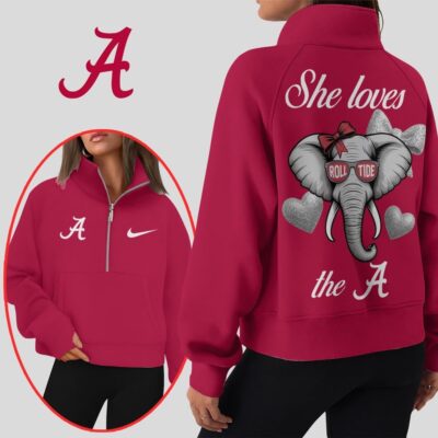 Alabama Crimson Tide | Premium Women Half Zip Cropped Sweatshirts