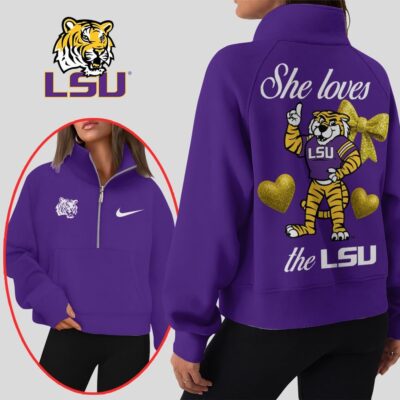 LSU Tigers | Premium Women Half Zip Cropped Sweatshirts