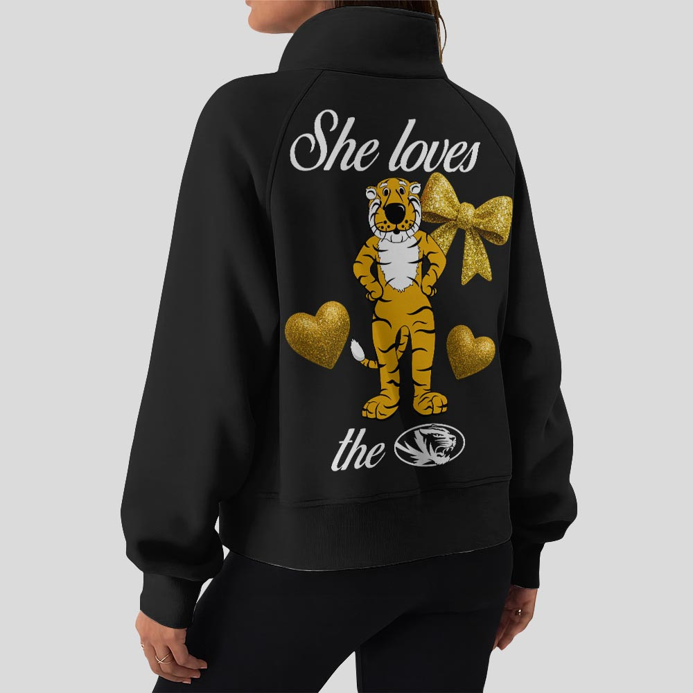 Missouri Tigers | Premium Women Half Zip Cropped Sweatshirts - Image 2