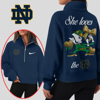 Notre Dame Fighting Irish | Premium Women Half Zip Cropped Sweatshirts