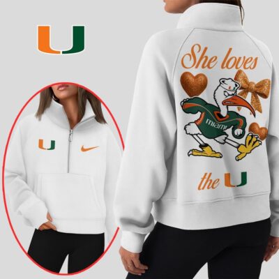 Miami Hurricanes | Premium Women Half Zip Cropped Sweatshirts