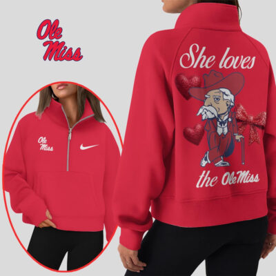 Ole Miss Rebels | Premium Women Half Zip Cropped Sweatshirts