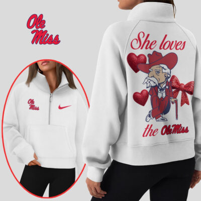 Ole Miss Rebels | Premium Women Half Zip Cropped Sweatshirts