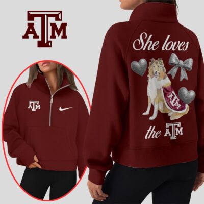 Texas A&M Aggies | Premium Women Half Zip Cropped Sweatshirts