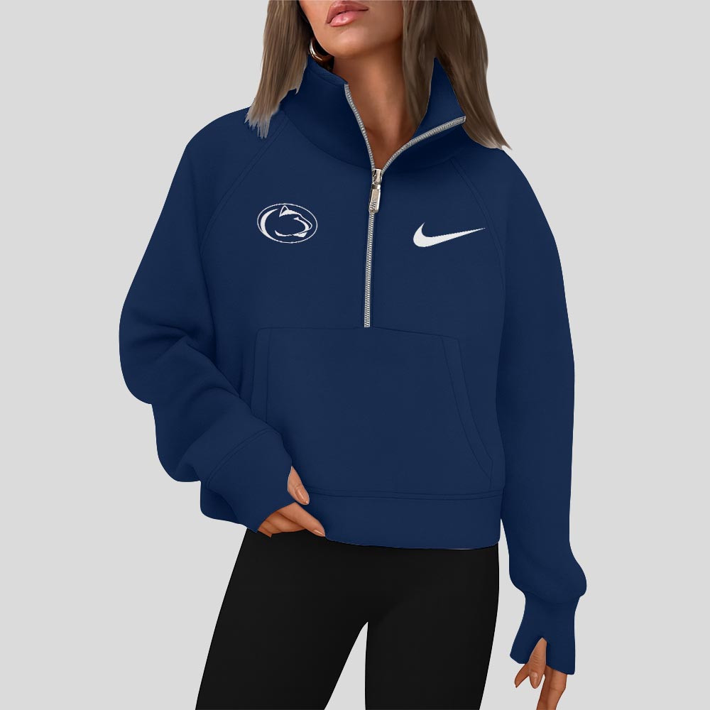 Penn State Nittany Lions | Premium Women Half Zip Cropped Sweatshirts - Image 2