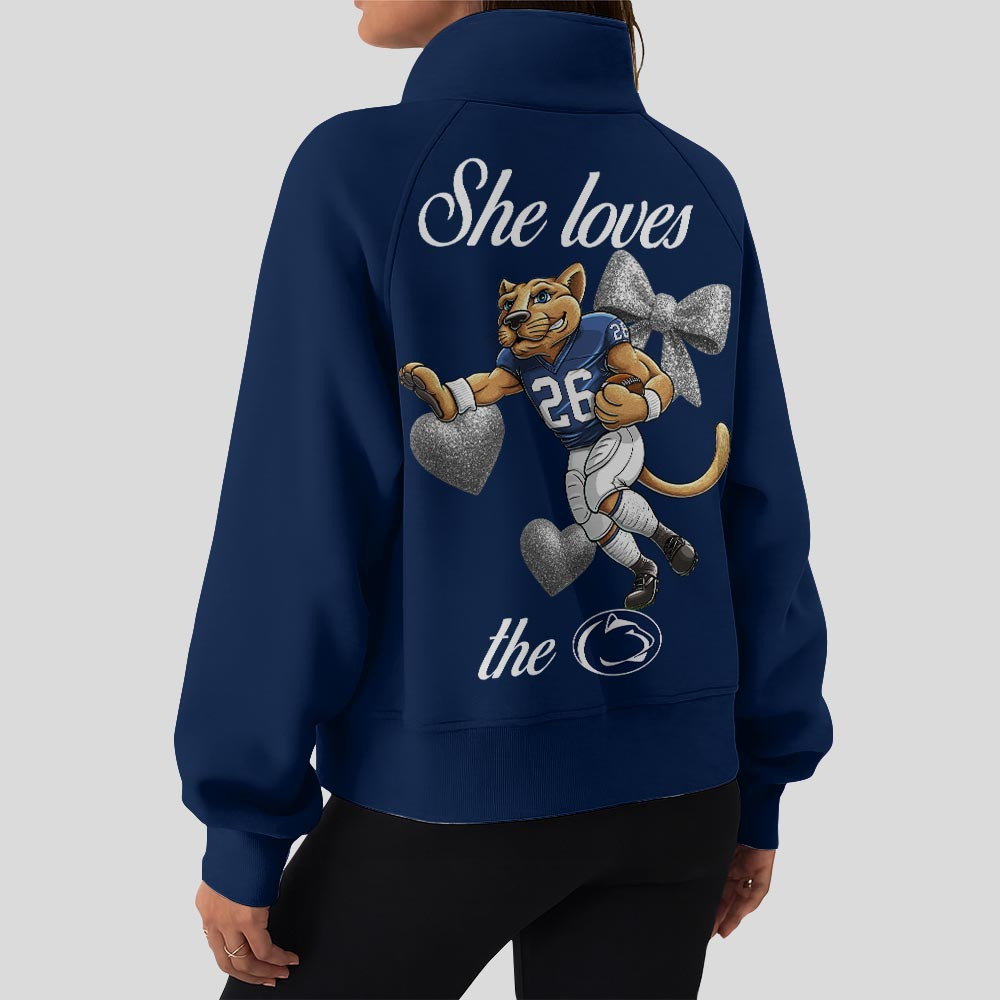 Penn State Nittany Lions | Premium Women Half Zip Cropped Sweatshirts - Image 3
