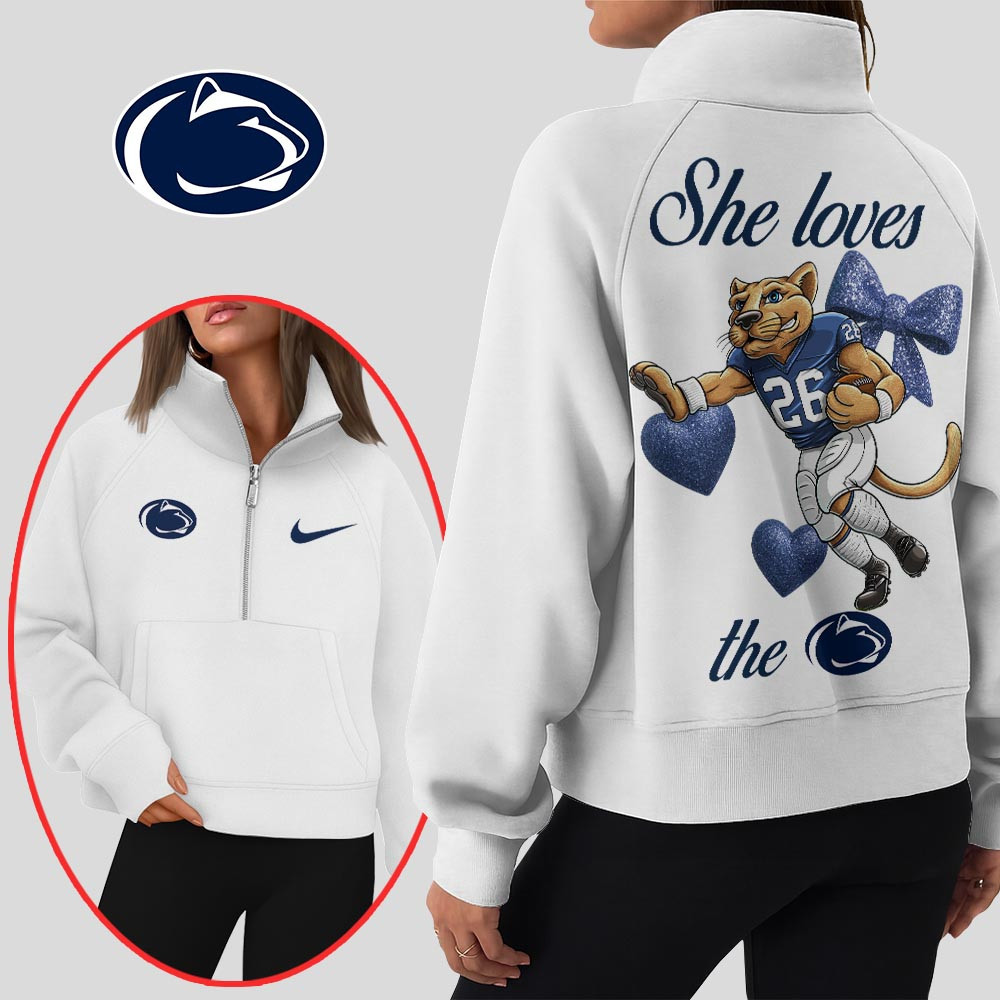 Penn State Nittany Lions | Premium Women Half Zip Cropped Sweatshirts - Image 4