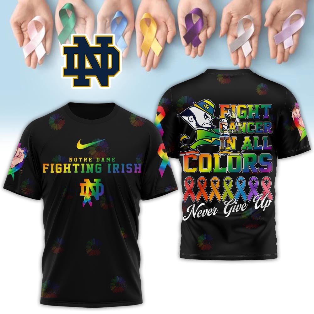 Notre Dame Fighting Irish | Premium NCAA Fight Cancer In All Colors 3D Shirt