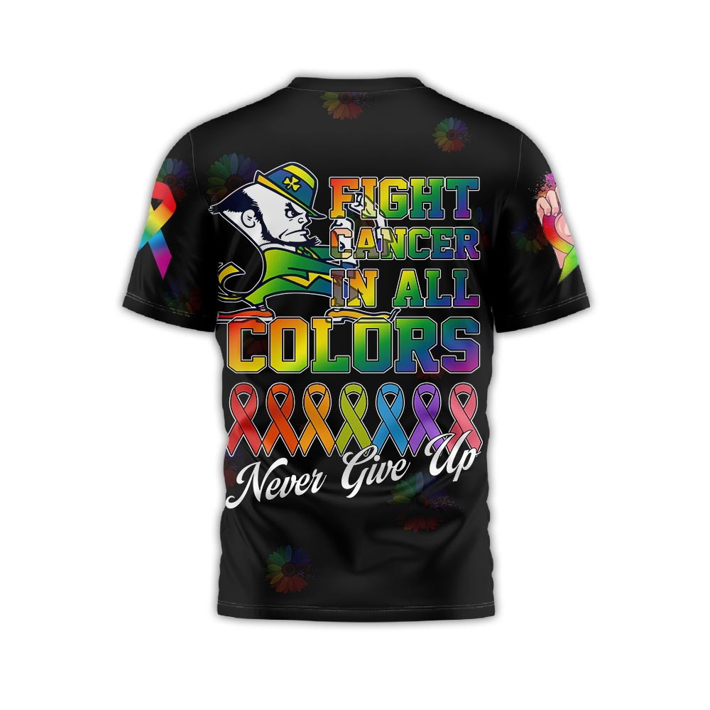 Notre Dame Fighting Irish | Premium NCAA Fight Cancer In All Colors 3D Shirt - Image 3