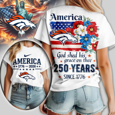 Denver Broncos | Premium NFL America God Shed His Grace On Thee Women Shirt