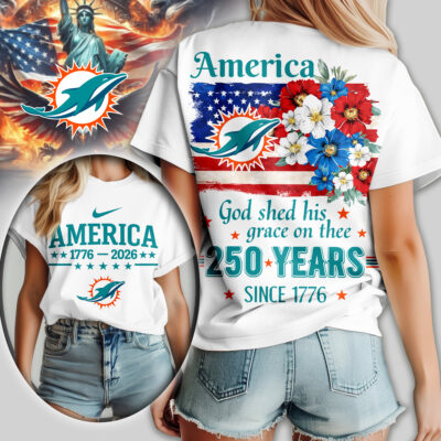Miami Dolphins | Premium NFL America God Shed His Grace On Thee Women Shirt