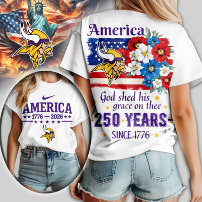 Minnesota Vikings | Premium NFL America God Shed His Grace On Thee Women Shirt