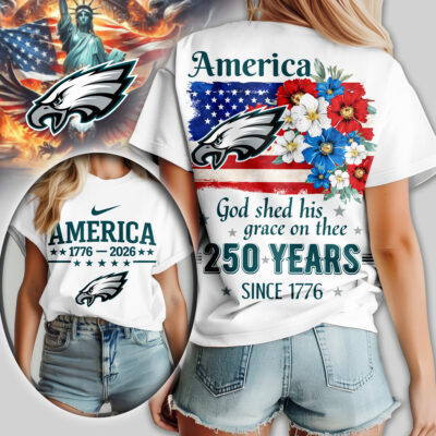 Philadelphia Eagles | Premium NFL America God Shed His Grace On Thee Women Shirt