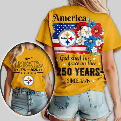 Pittsburgh Steelers | Premium NFL America God Shed His Grace On Thee Women Shirt